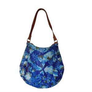 SUKRITI Royal Blue Hand Painted Tie Dye Leather Hobo Bag